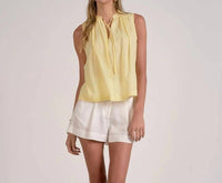 Elan - Woven Tie V-neck Sleeveless Flowy Top