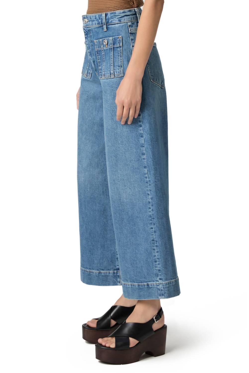 Paige - Lola Seamed Patch Pocket Crop Wide Leg Jeans