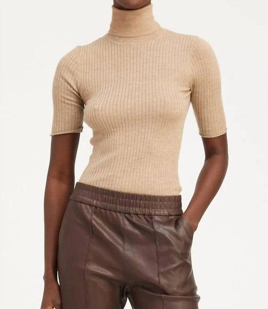 Sprwmn - Cashmere Short Sleeve Turtleneck Top