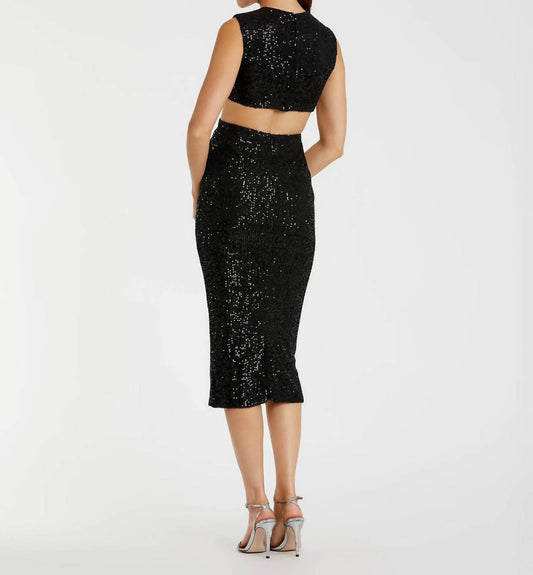Mac Duggal - Sequin Cutout Midi Dress
