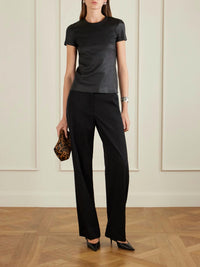 Stouls Leather T-shirt in black - women's t-shirt