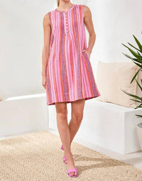 Tribal - Sleeveless Mini Dress With Pintucks And Pockets