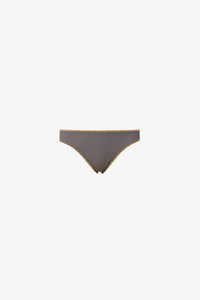 Luli Fama Luxe Stitch Seamless Full Ruched Back Bikini Bottom in piedra gris - women's swimwear - alternate view