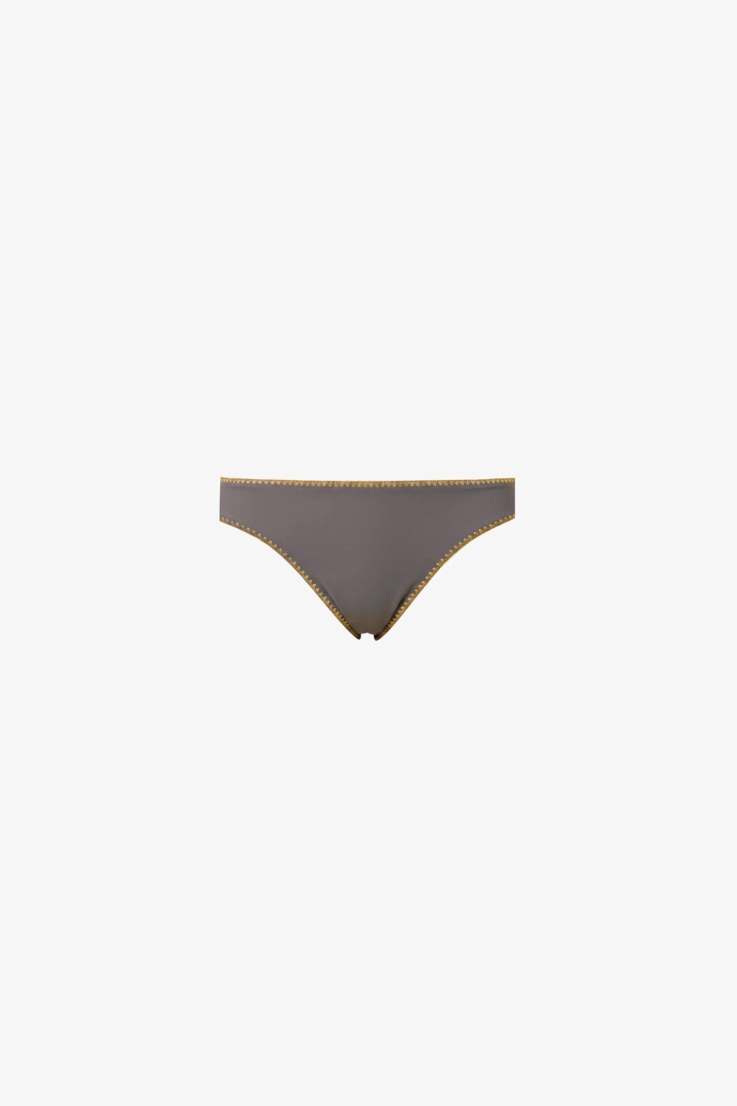 Luli Fama Luxe Stitch Seamless Full Ruched Back Bikini Bottom in piedra gris - women's swimwear - alternate view