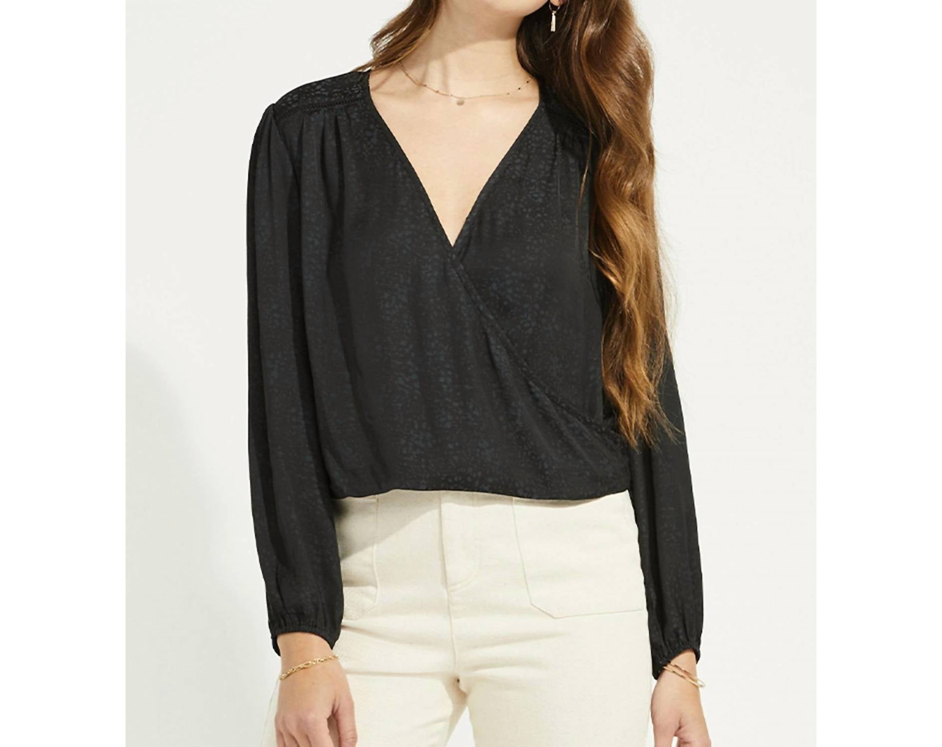 Gentle Fawn Aria V Neck Blouse in black - women's blouse