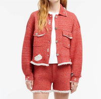 Barrie Denim Fringed Cashmere Cotton Shorts in special cinder - women's shorts
