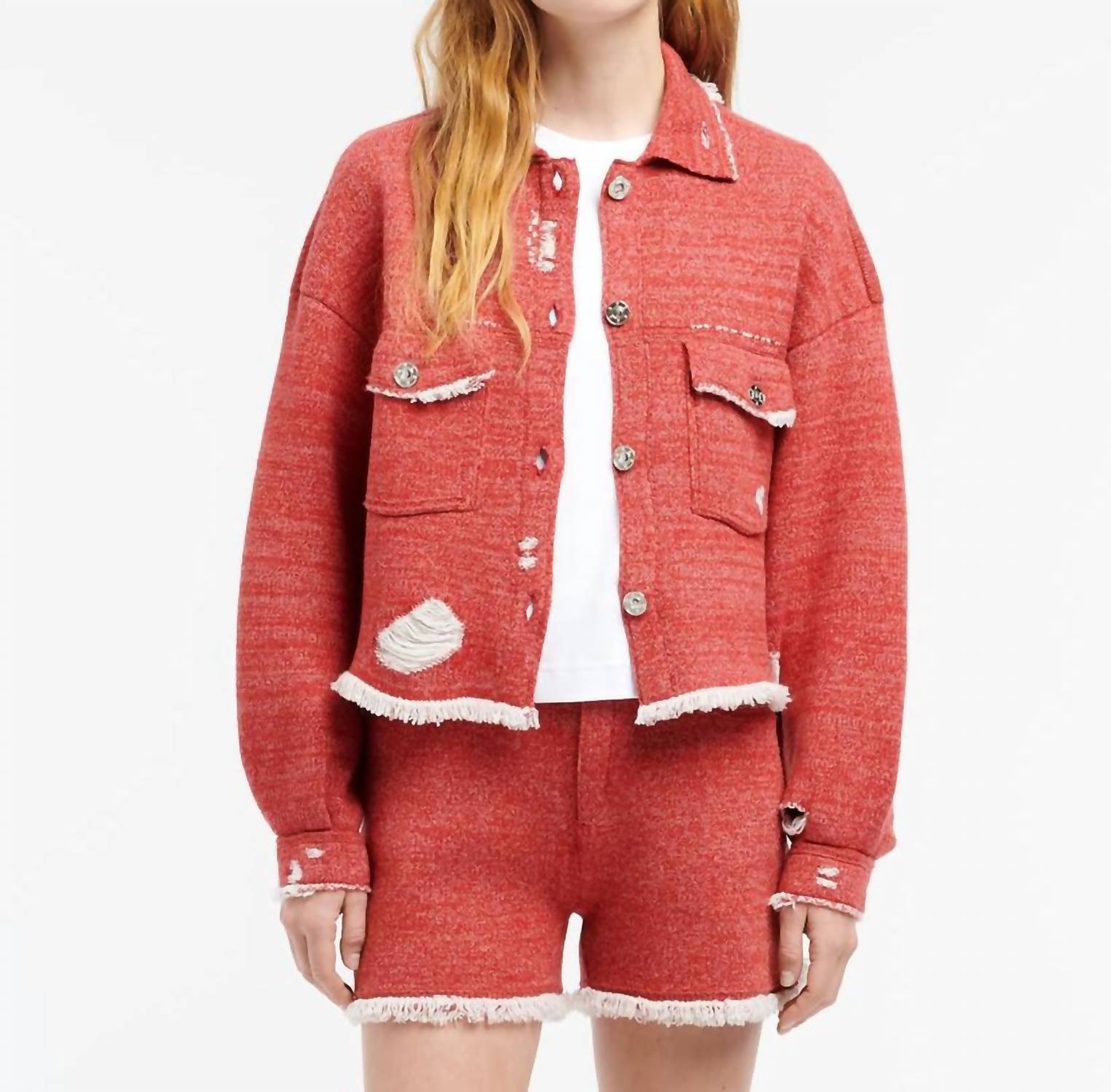 Barrie Denim Fringed Cashmere Cotton Shorts in special cinder - women's shorts