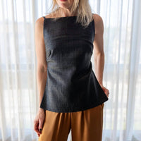 St. Agni - Woven Leather Square Neck Top