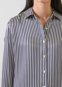 Patrick Assaraf - Long Sleeve Silk Satin Relaxed Shirt