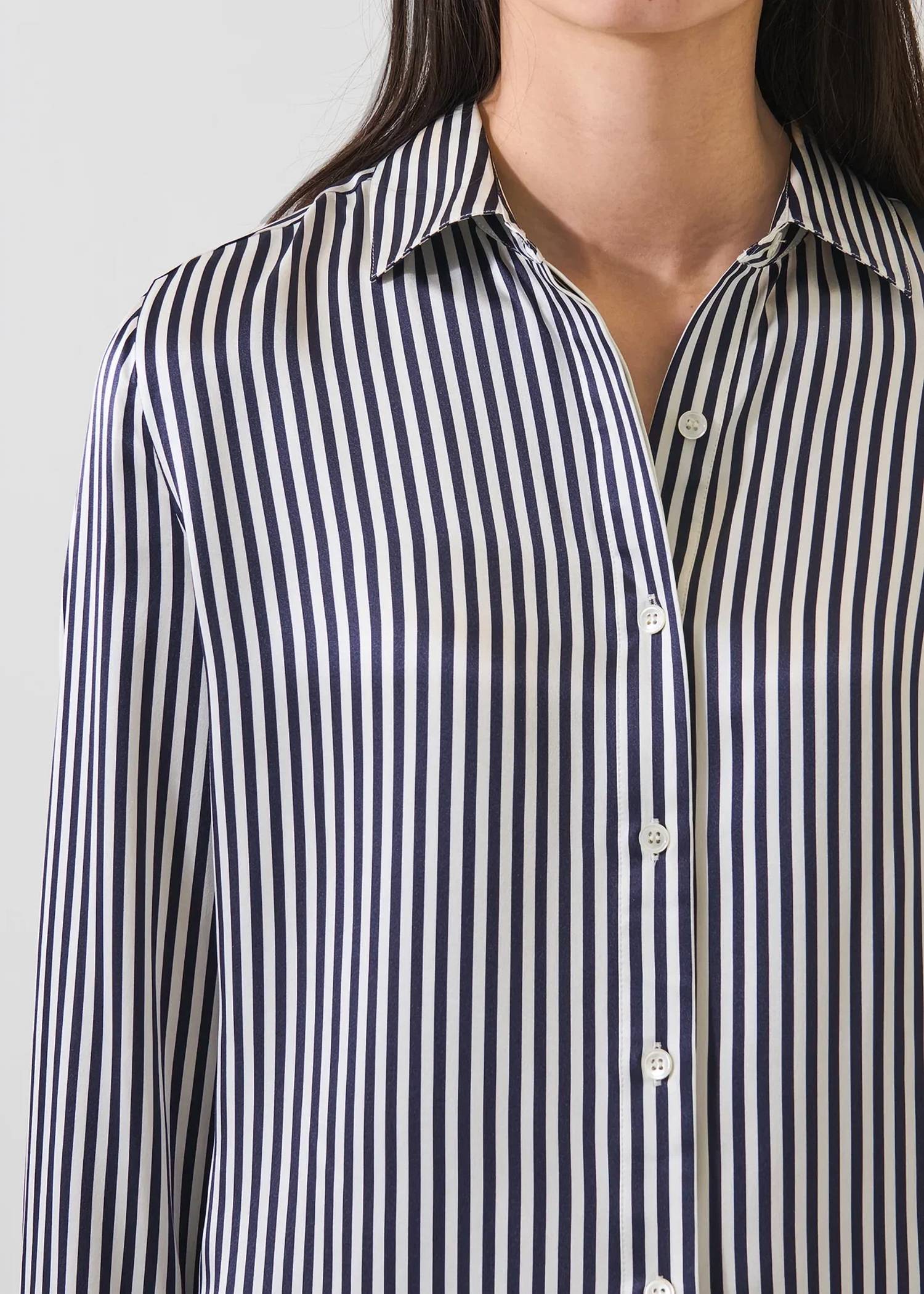 Patrick Assaraf - Long Sleeve Silk Satin Relaxed Shirt
