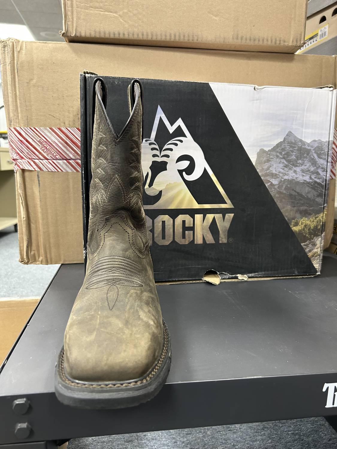 Rocky Men's Ride Flx Steel Toe Waterproof Western Boot in black - men's boots - detail view