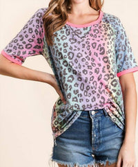 Bibi - Leopard Raglan Sleeve Top