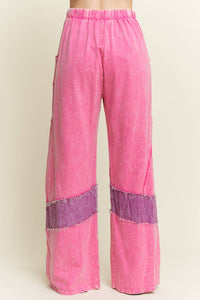 J.Her - Mineral Washed Denim Patched Wide Leg Pants