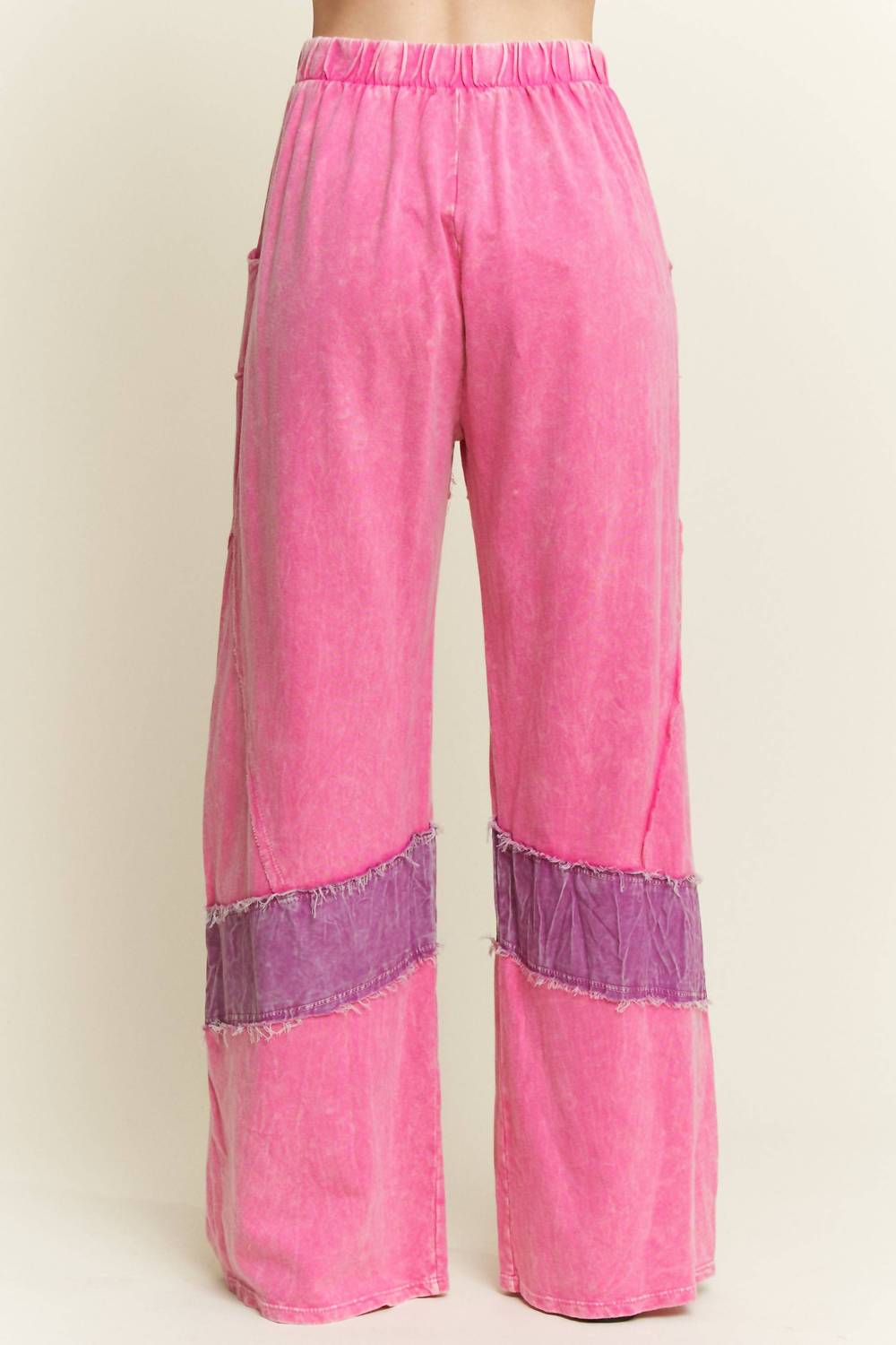 J.Her - Mineral Washed Denim Patched Wide Leg Pants