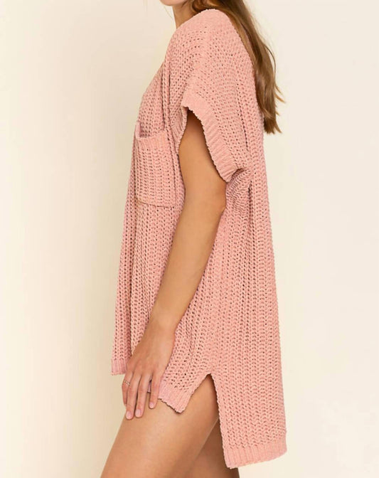 Pol - High-low Short Sleeve Chenille Sweater