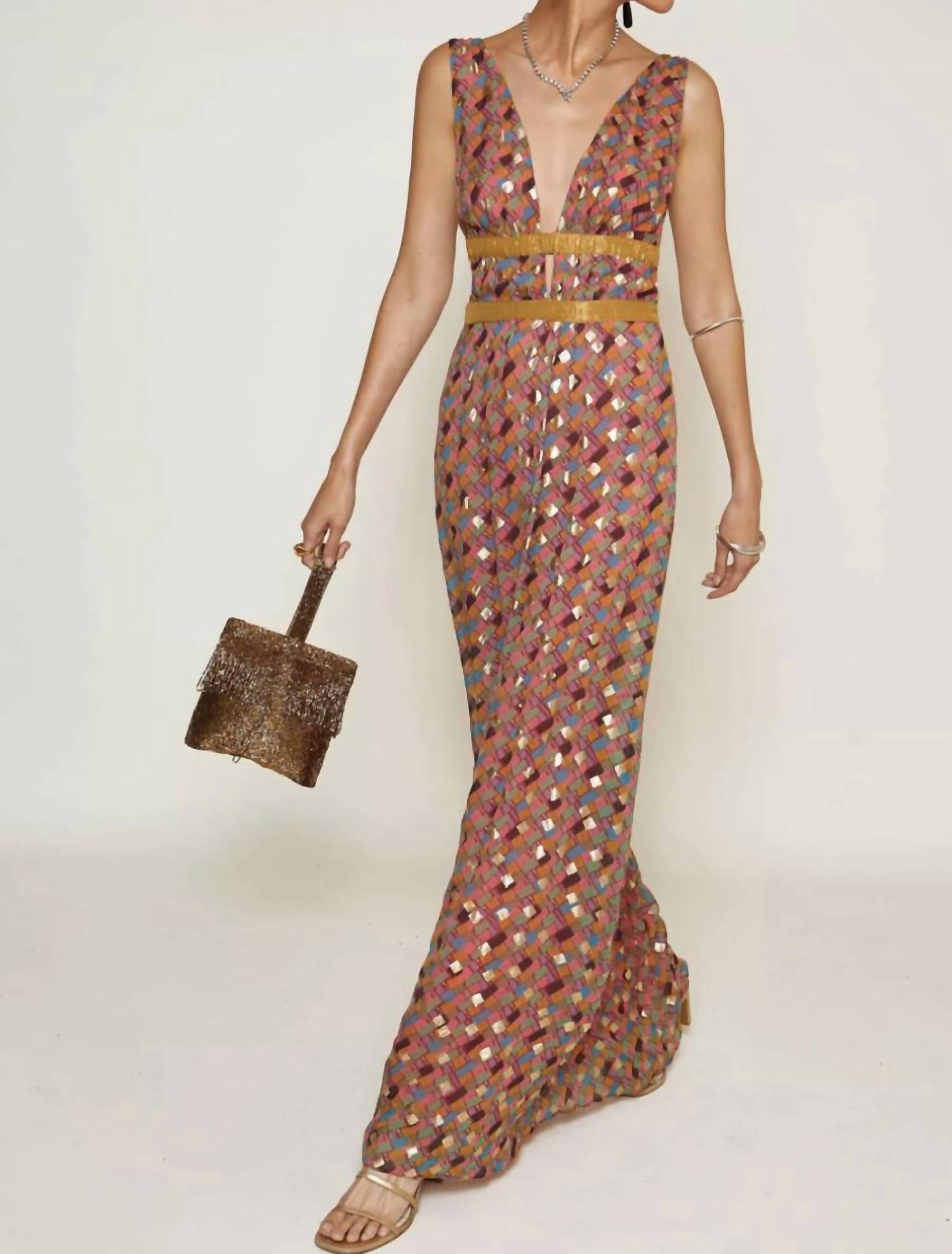 Rixo - Charlotte Lamé Chiffon Gown