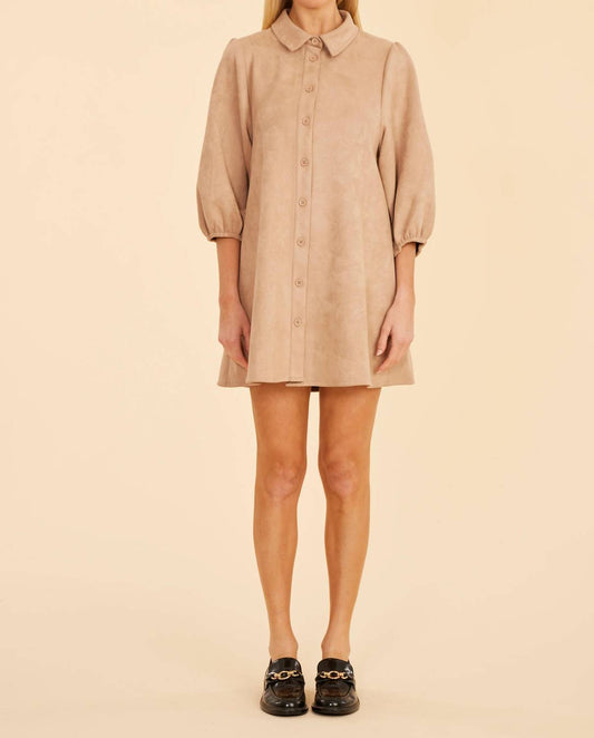 Dolce Cabo - Faux Suede Puff Sleeve Shirt Dress