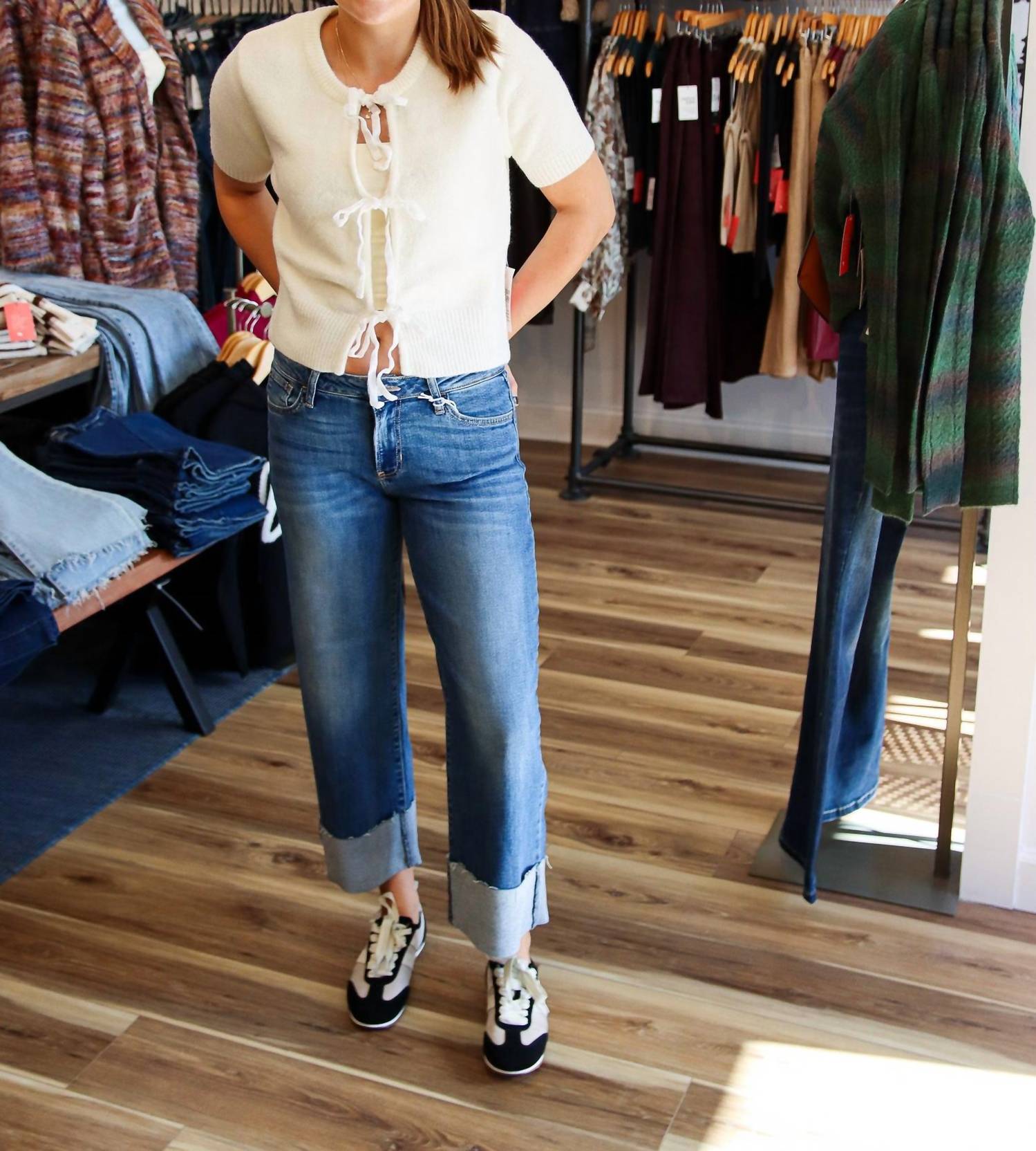 Just Black Denim - Scissor Cut Cuffed Slim Wide Jeans