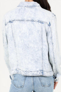 ANGIE Classic Cropped Jacket in dark denim - women's jacket - detail view
