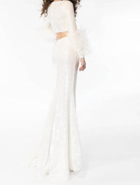 Ava Presley - Sequin Set With Feathered Sleeves