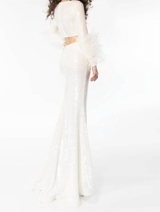 Ava Presley - Sequin Set With Feathered Sleeves