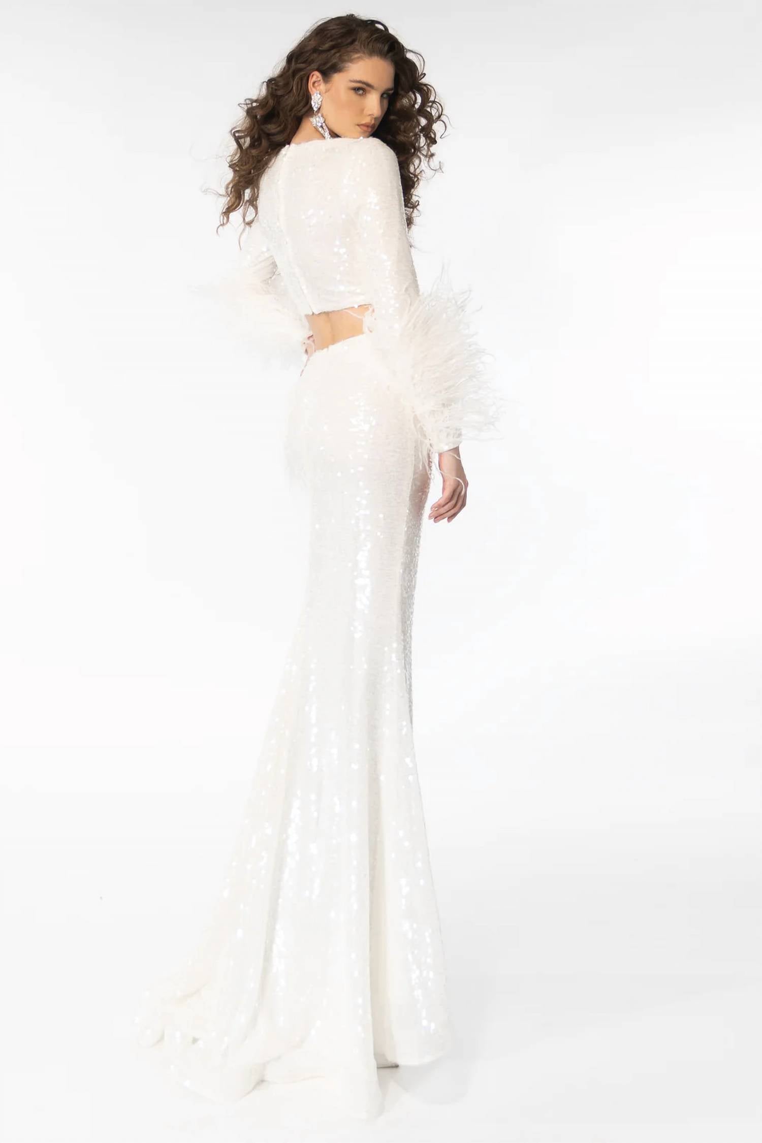 Ava Presley - Sequin Set With Feathered Sleeves