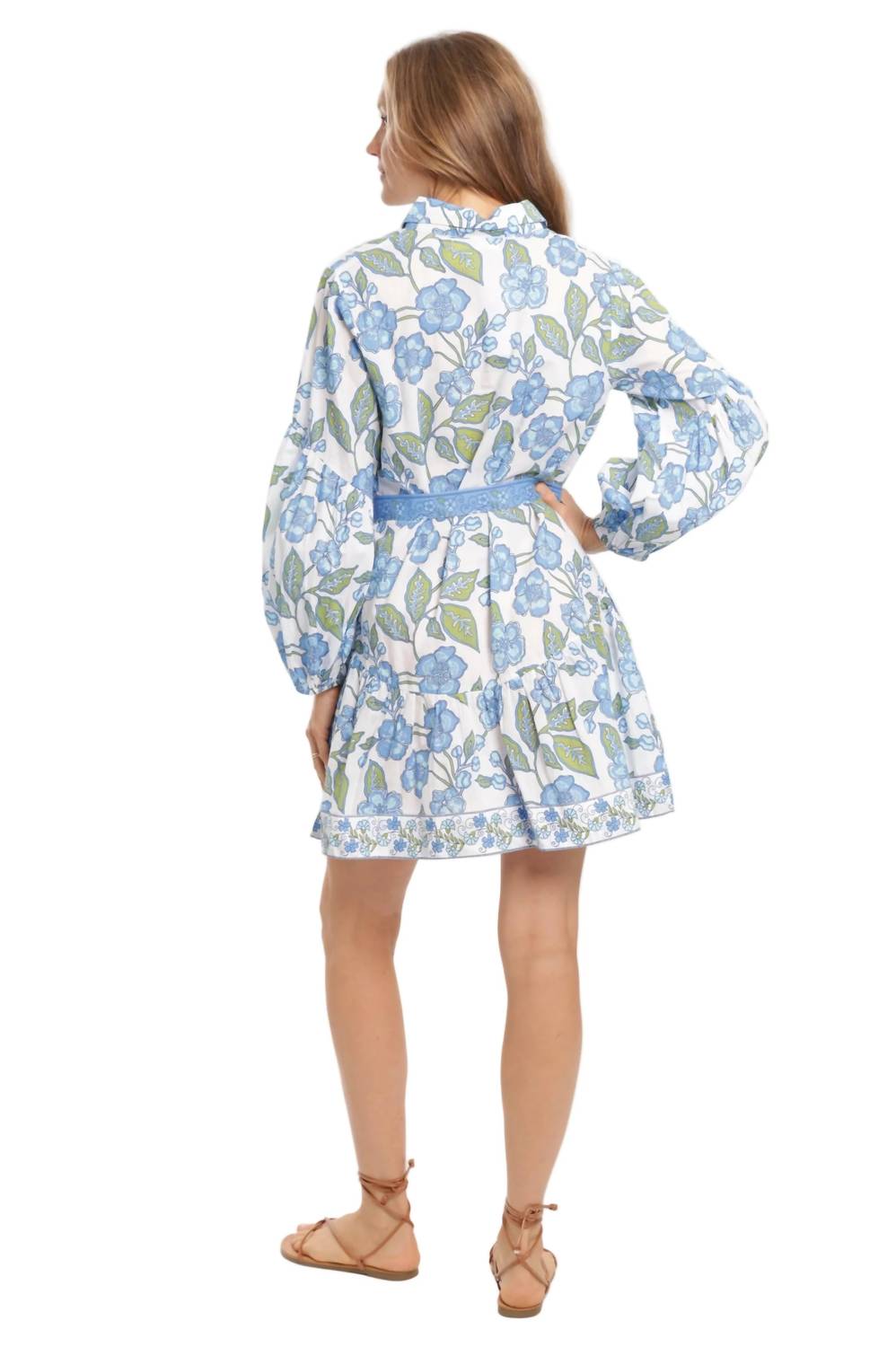 Bindu Angela Dress in fleur bleu - women's dress - detail view