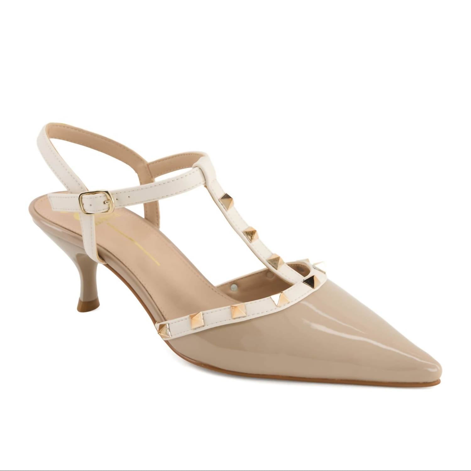 Andrea Women's Studded Slingback Pump in beige - women's heels