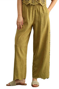 Miou Muse - Embroidered Daisy Pants