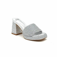 Exe - Women's Metallic Braided Block Heel Mule