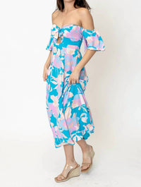 En Creme - Off Shoulder Floral Print Midi Dress