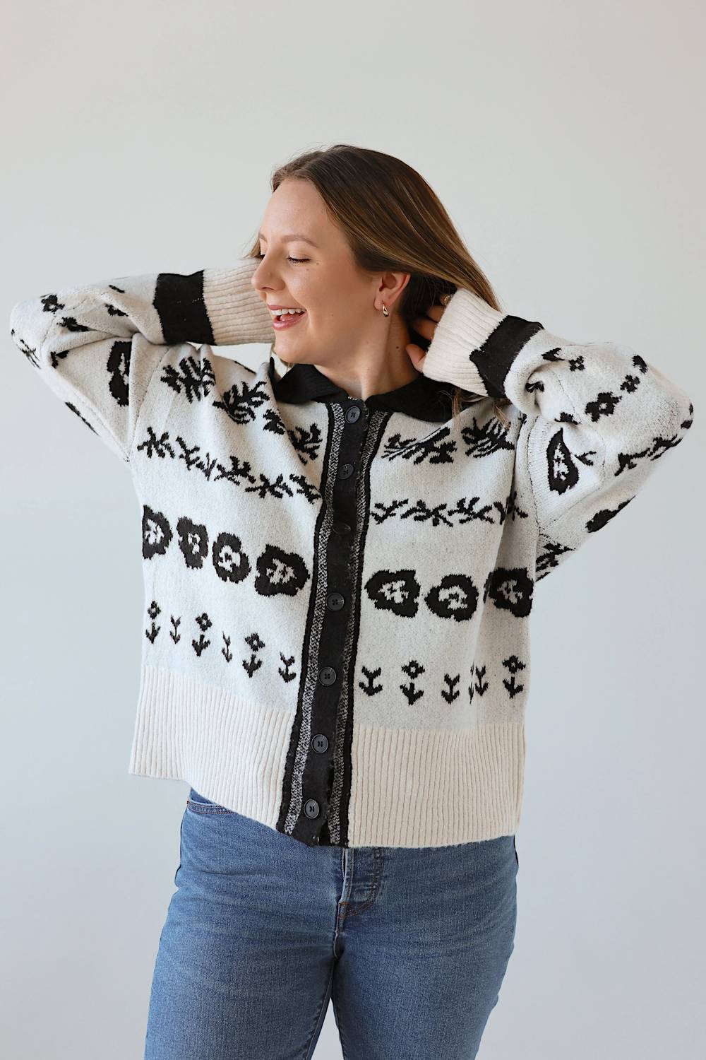 Miracle - Flora Relaxed Floral Knit Button-front Cardigan