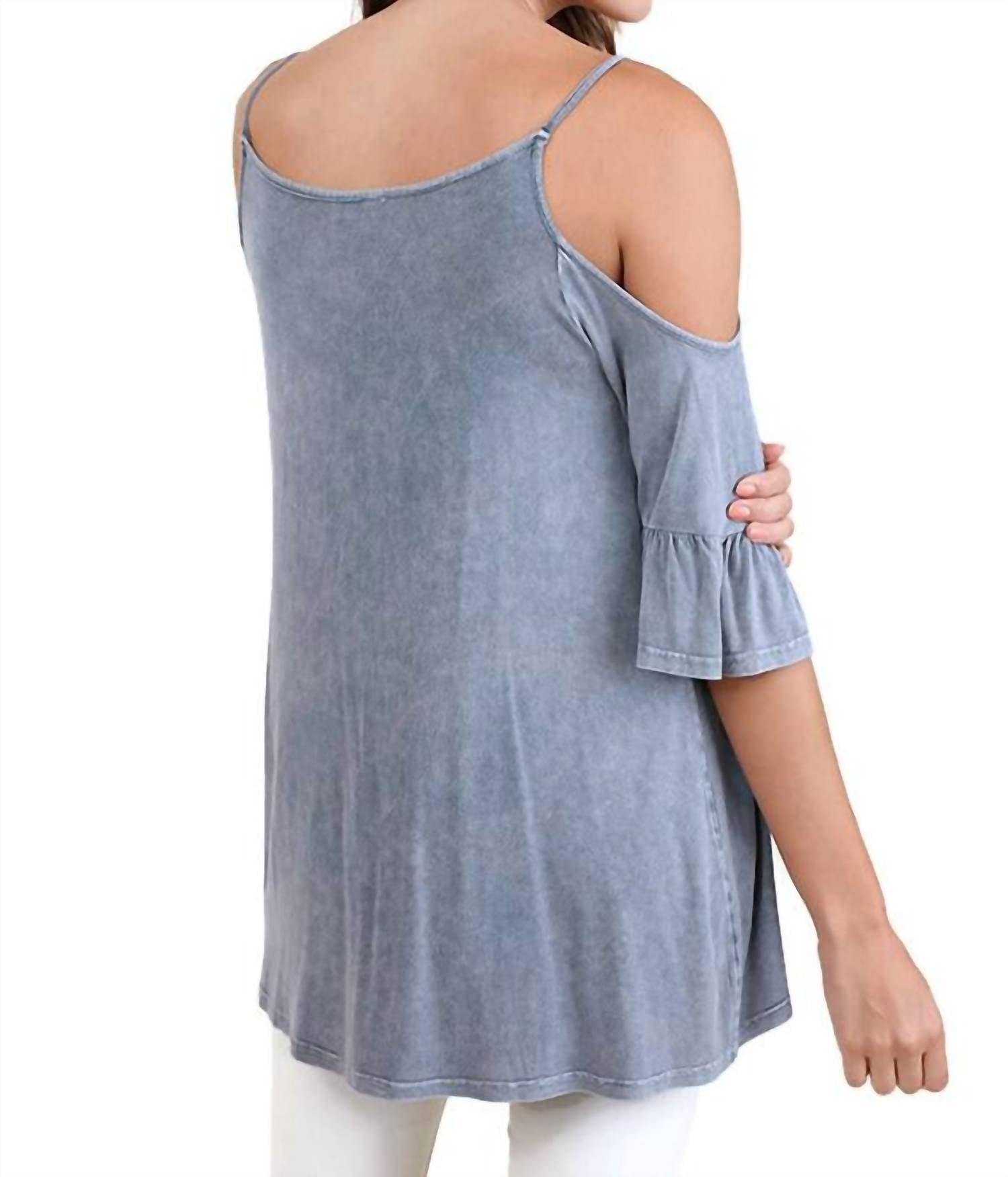 Umgee - Mineral Washed Cold Shoulder Top