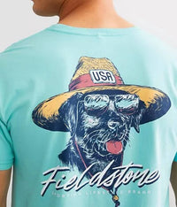 Fieldstone Beach Bum Tee in turquoise - men's long sleeve top - alternate view