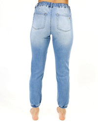 Grace and Lace Women's Denim Joggers in light mid wash - women's pants - alternate view
