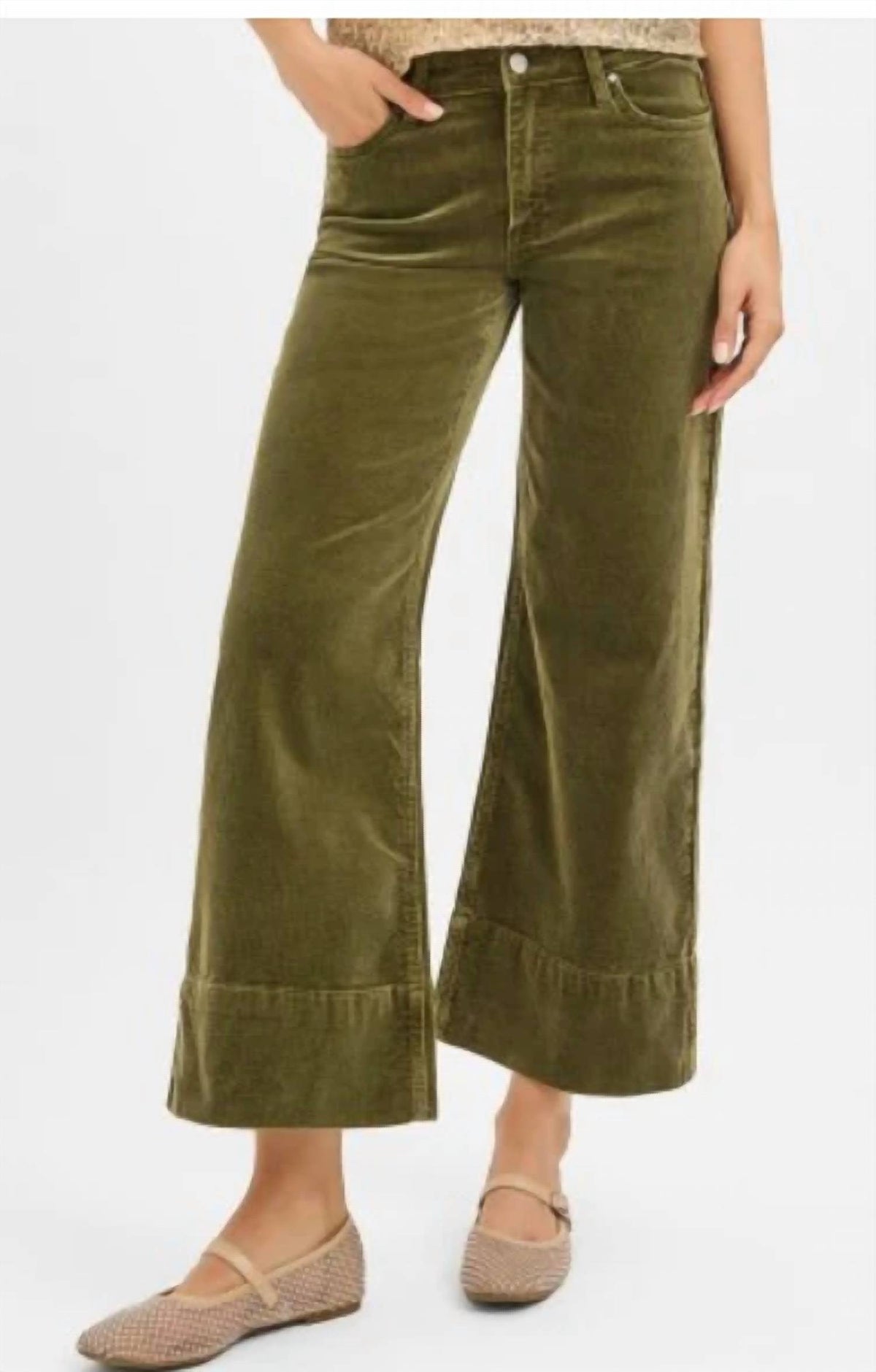 Risen - Women's High Rise Crop Wide Corduroy Pants