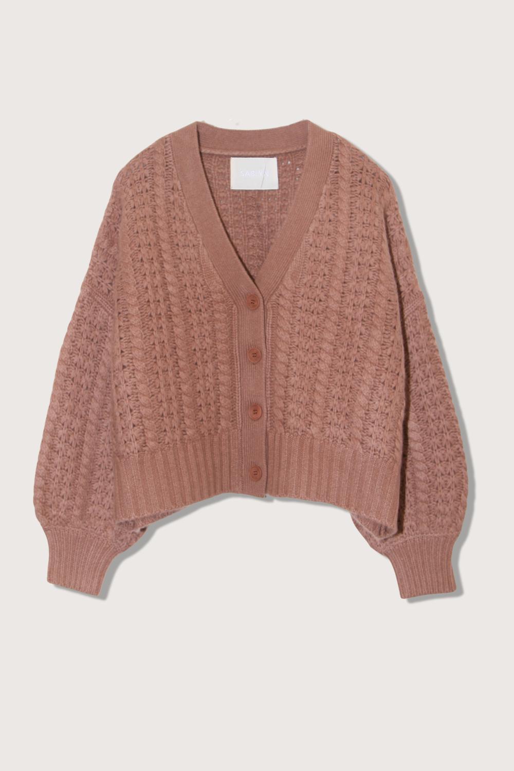 SABLYN Hazel Slouchy Cardigan in sand - women's cardigan - detail view