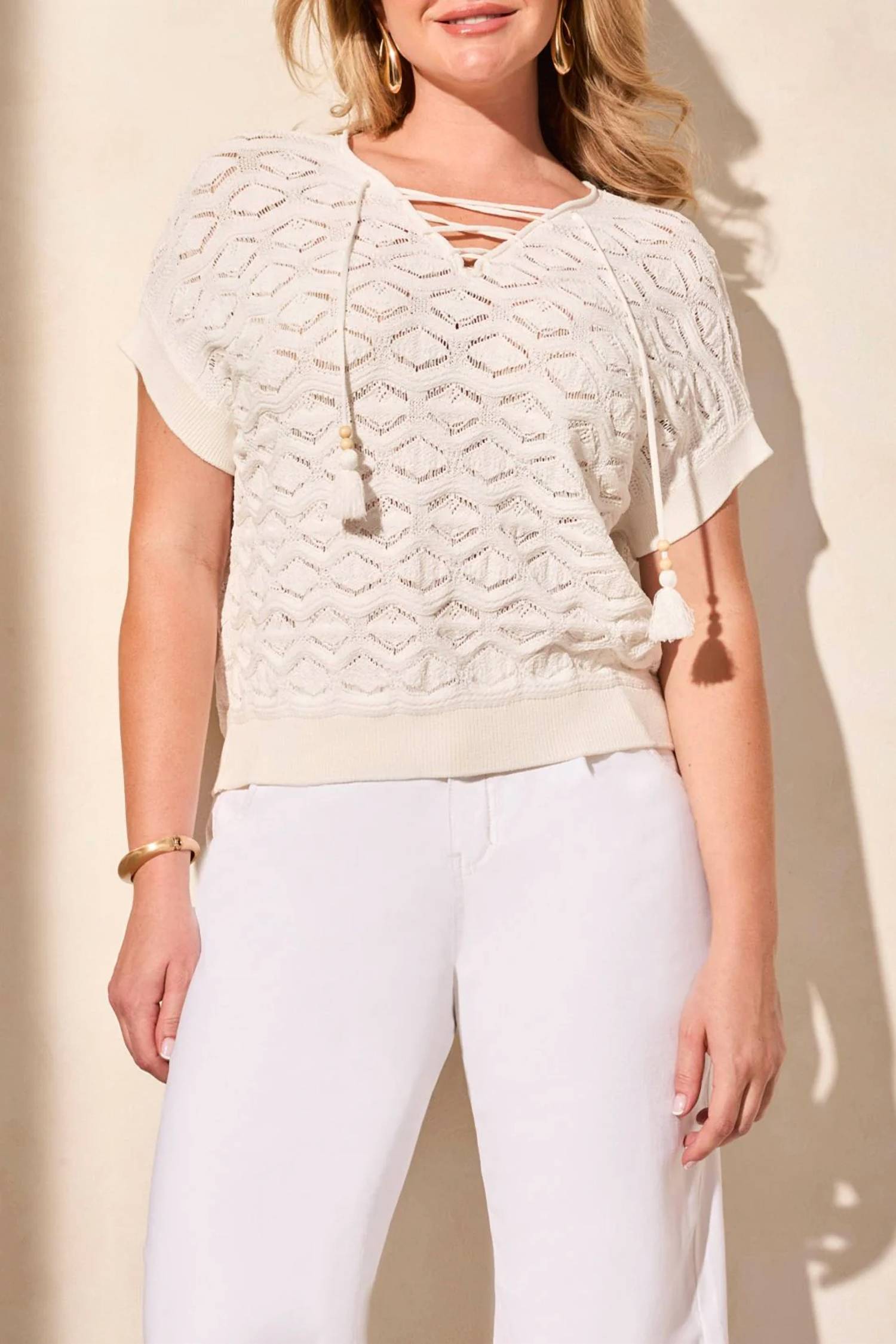 Tribal - Lace Up Sweater
