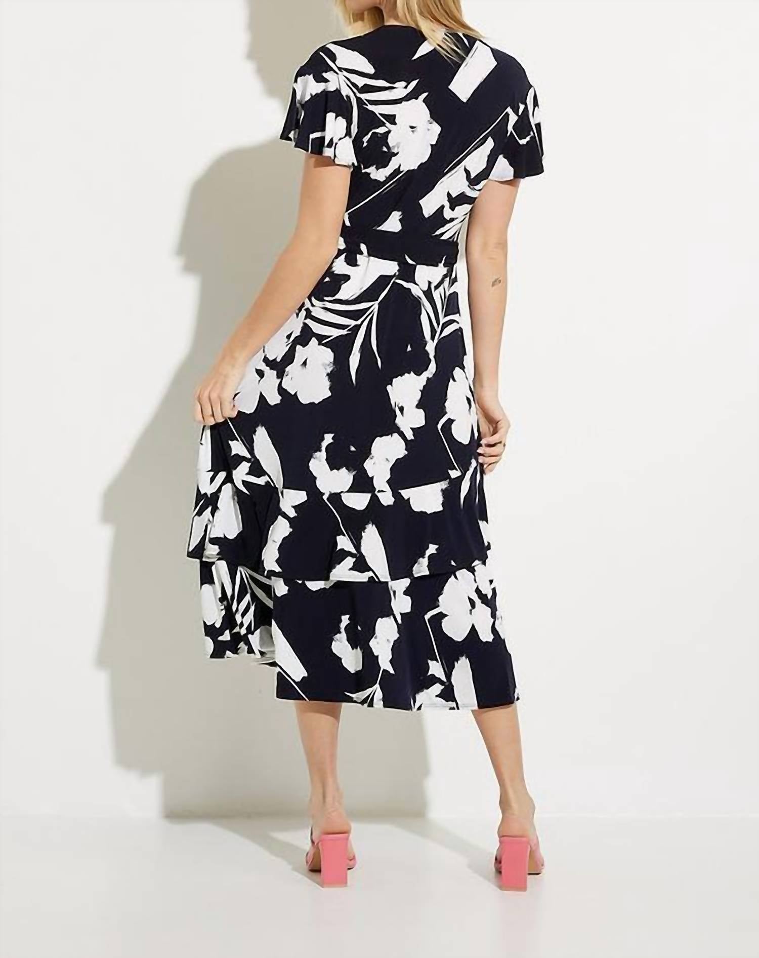 Joseph Ribkoff Melinda Fit And Flare Dress in midnight blue vanilla - women's dress - view 9