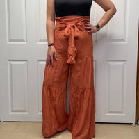 Jade By Jane - Tie Front Ruched Waist Back Pants