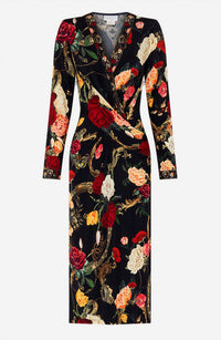 Camilla V-neck Midi Cross Front Dress in magic in the manuscripts 1 - women's dress - view 4