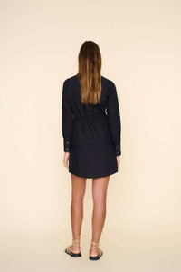 XIRENA Camryn Long Sleeve Dress in black - women's dress - detail view
