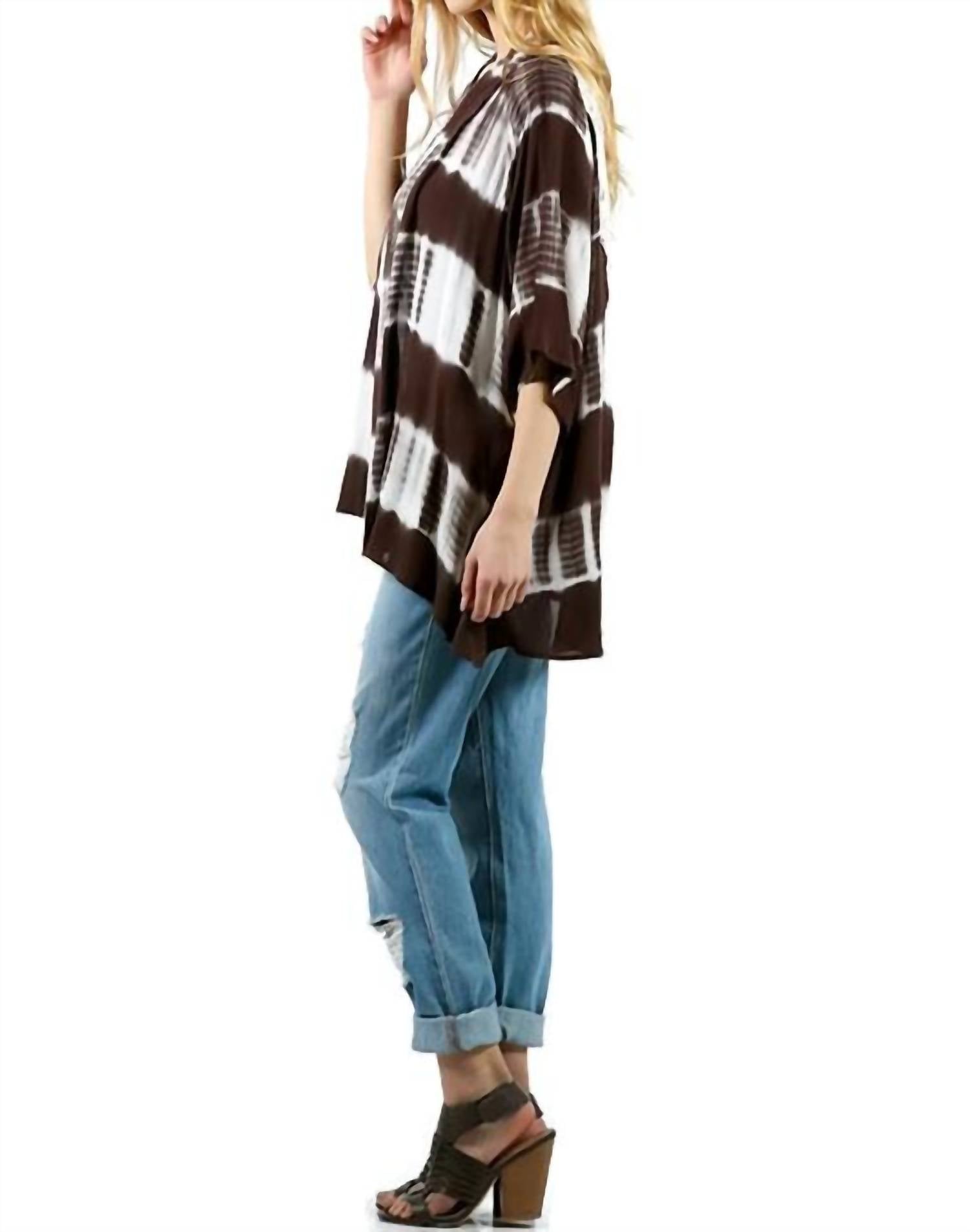 Kori - Tie Dye Lace Crochet Back Kimono