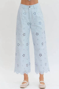 Entro - Fleur Eyelet Embroidered Vest & Pant Set