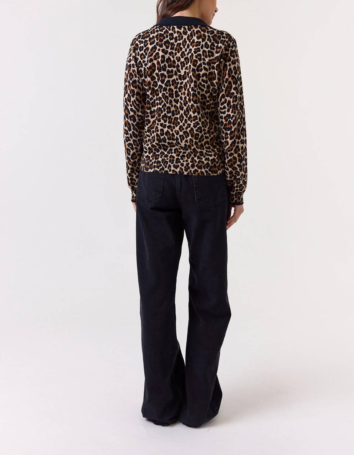 Brodie Cashmere - Leopard Polo Top