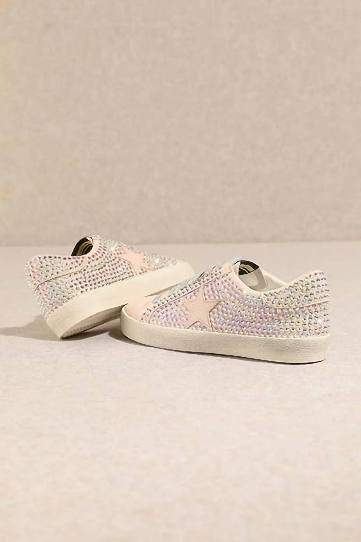 Miim - Women's Joann Rubber Sole Lace-up Rhinestone Suede Star Sneakers
