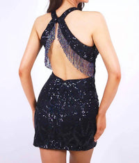 Ava Presley - Halter Sequin Homecoming Dress