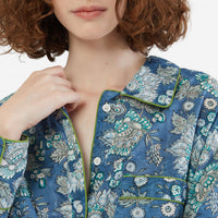 Folkloore Lightweight Floral Short Pajama Set in grey petrol blue baby blue - women's sleepwear - alternate view