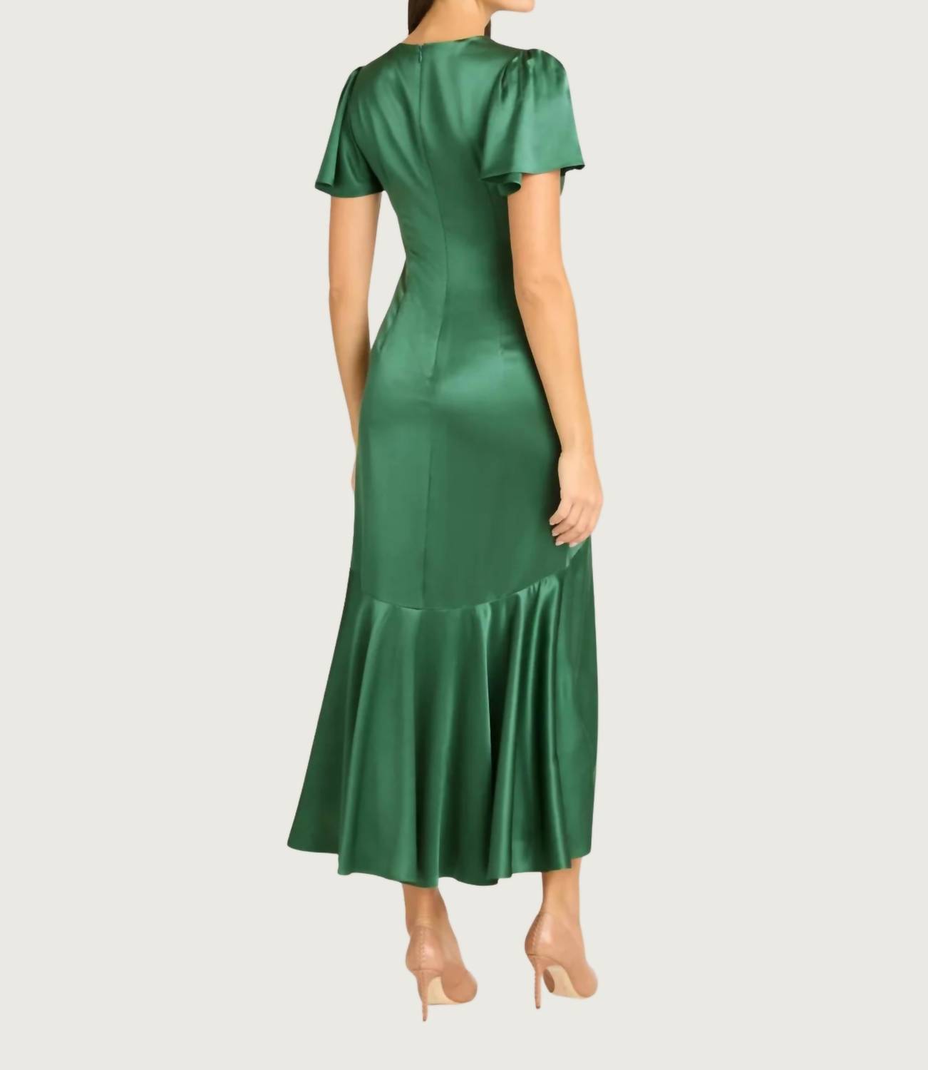 cinq a sept Women's Kordyn Dress in forest fog - women's dress - detail view