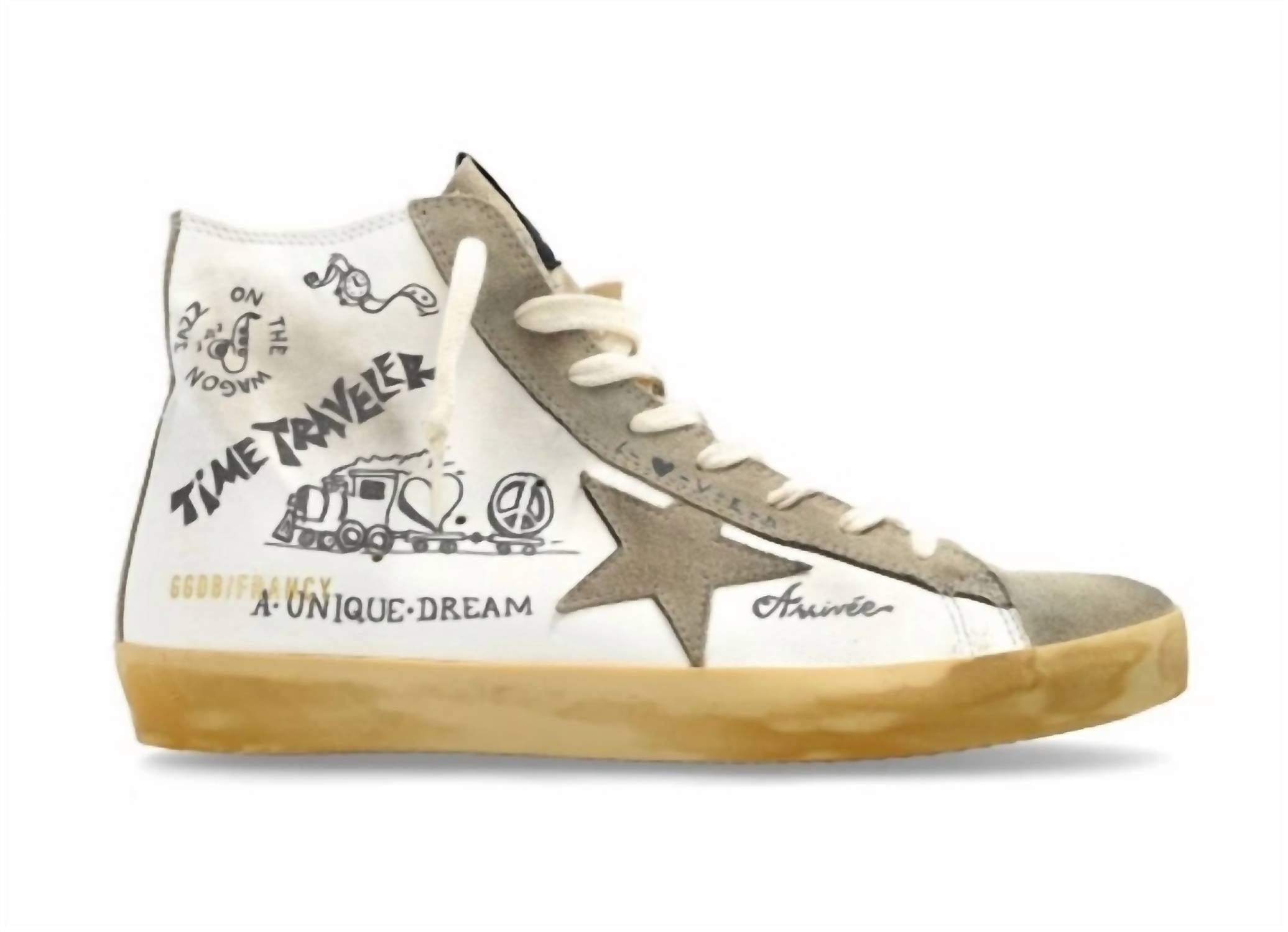 GOLDEN GOOSE Women's Francy Suede Sneakers in white black - women's sneaker
